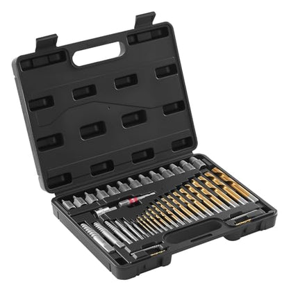 VEVOR 41-Piece Screw Extractor and Left Hand Drill Bits Set, Easy Out Screw Extractor Kit with HSS Steel Reverse Drill Bit for Broken Nuts, Stripped Bolts Remove, Adapters - size: 41 PCS
