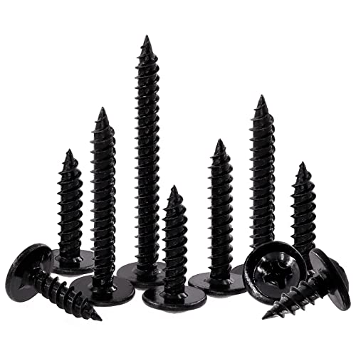 Swpeet 120Pcs #8 x 5/8" Phillips Modified Truss Head Wood Screws Kit, Black Phosphate Zinc Plated Carbon Steel Self Tapping Sheet Metal Screws for Plastic, Wood, Soft Materials - color: Black, size: #8 x 5/8"