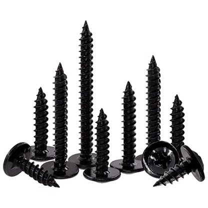 Swpeet 120Pcs #8 x 5/8" Phillips Modified Truss Head Wood Screws Kit, Black Phosphate Zinc Plated Carbon Steel Self Tapping Sheet Metal Screws for Plastic, Wood, Soft Materials - color: Black, size: #8 x 5/8"