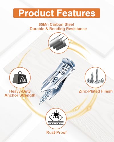 Self Drilling Drywall Anchors with Screws for Shelf, Mirror,Picture Frames - color: Silver-420Pcs