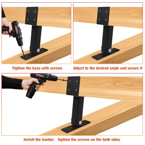 3 Pcs 4“x 4" Roof Riser Brackets Kit(ID 3.6"x3.6"),Heavy Duty Adjusted Within A Range of 0 to 180 Degrees Pergola Roof Riser Beam Bracket Fit 4x4,4x6 Lumber for Roof Pergola Gazebo Patio Cover