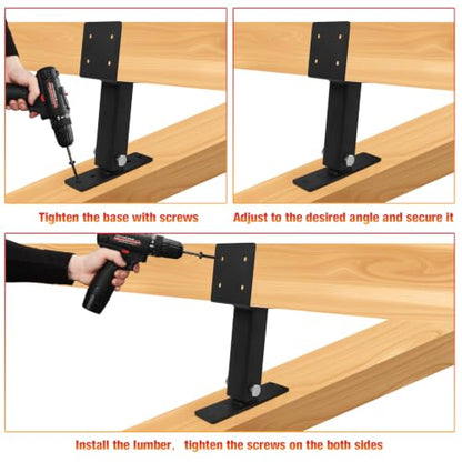 3 Pcs 4“x 4" Roof Riser Brackets Kit(ID 3.6"x3.6"),Heavy Duty Adjusted Within A Range of 0 to 180 Degrees Pergola Roof Riser Beam Bracket Fit 4x4,4x6 Lumber for Roof Pergola Gazebo Patio Cover