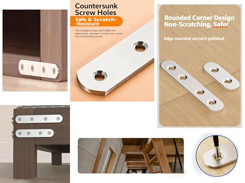 10PACK 3INCH X 0.6INCH Stainless Steel Straight Flat Bracket Repair Plate Brace,Mending Joining Plates for Wood, Board, Bed Frame, Furniture & Shelves,with Screws - size: 10PACK 3INCH X 0.6INCH