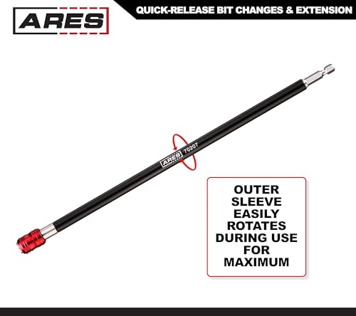 ARES 70207 12-In Drill Extension Bit Holder - Quick Release, 1/4-In - size: 12-Inch Quick Release Extension Bit Holder
