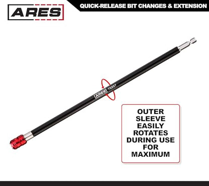 ARES 70207 12-In Drill Extension Bit Holder - Quick Release, 1/4-In - size: 12-Inch Quick Release Extension Bit Holder