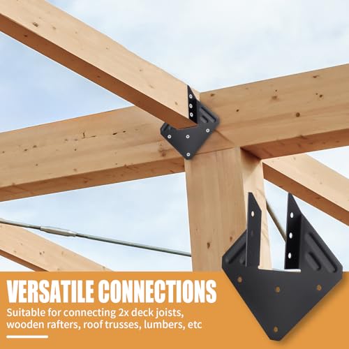 Hurricane Ties for Rafter 24 Pack 16-Gauge Hurricane Straps Brackets Hot Dip Galvanized Powder Coating Hurricane Clips Joist Hangers for 2X Deck Joists (Black, 24 Pack) - color: Black