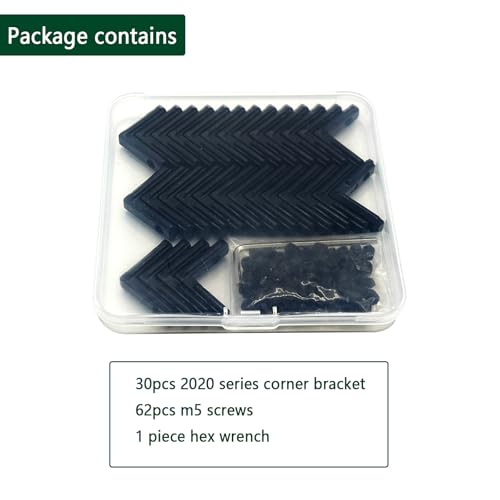 30Sets 2020 Aluminum Extrusion Hardware Connectors with Screws&Wrench, 30Pcs Black 2020 Corner Bracket with 62Pcs T Nuts for 8020 2040 2020 T Slot Extruded Aluminum Rail - style: 30 Set 20 Series Bracket Black