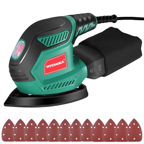 HYCHIKA Detail Sander, 14,000 OPM Compact Electric Sander Tool with 12 Pcs Sandpapers,Efficiency Dust Collection System,Suitable for Tight Spaces Sanding,Polishing,Removing Paint in Home Decoration - style: Sander