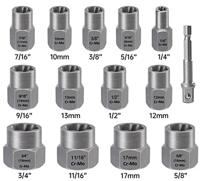 XEWEA 39PCS Screw & Bolt Socket Extractor Set with Left Hand Drill Bit Set - color: 39pcs