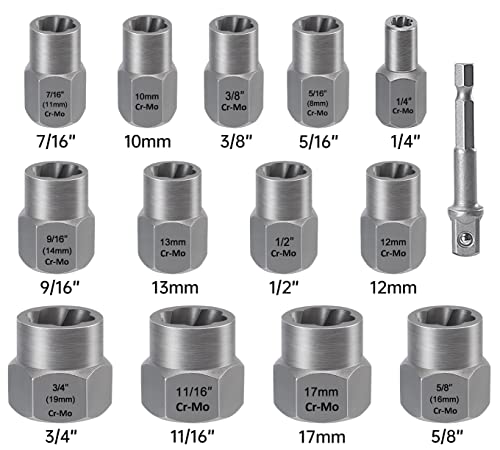 XEWEA 39PCS Screw & Bolt Socket Extractor Set with Left Hand Drill Bit Set - color: 39pcs