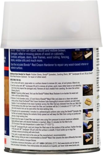 Bondo 20082 Wood Filler, Paste, Pungent Styrene, Yellow, 1 qt Can, Sold as 3 Pack