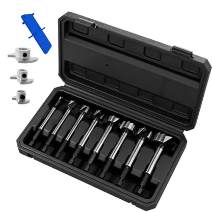 CATITO 8-piece Forstner Drill Bit Set for Woodworking - HEX Shank, Forstner Bit, Wood Drill Bits for Holes, Hinge Cutter for Wood, Plastic, Plywood - size: 8 PCS ( 1/4" to 1-3/8" )
