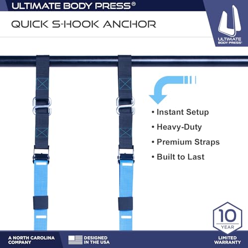 Joist Mount Pull Up Bar with Extra Hardware and Mounting Template for Easy Install to Beam or Rafter by Ultimate Body Press - color: Joist Mount Pull Up Bar and Strap System