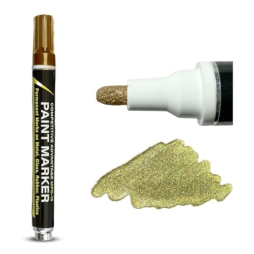 Enamel Paint Markers MPD-15 | GOLD - 1 Pack | Permanent Marks on Metal, Glass, Rubber, Plastic & more, Waterproof UV Resistant - color: Gold