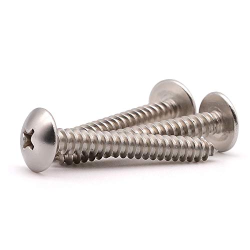 #10 x 1-1/4" Stainless Steel Truss Head Self Tapping Screws, 304 SS (18-8), Phillips Drive, Corrosion Resistant Screws for Wood, Metal & Sheet Metal Projects, 50 Pack - size: #10 x 1-1/4"