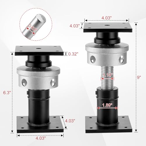 Screw Jacks Home Leveling, 6.5-9" House Floor Jacks, 22,046LBS - size: 2 PCS