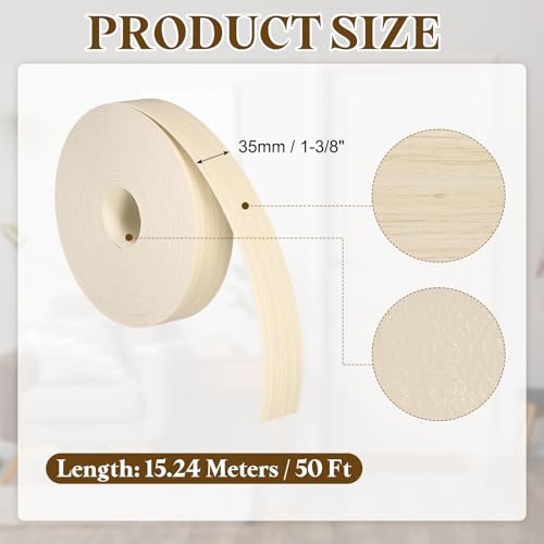 uxcell 1-3/8 Inchx50ft Wood Veneer Edge Banding Pre-Glued Flexible - size: 1-3/8 Inch x 50ft
