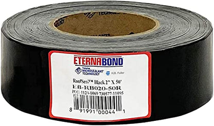 EternaBond RoofSeal Black 2" x50' MicroSealant UV Stable RV Roof Seal Repair Tape | 35 mil Total Thickness - EB-RB020-50R - One-Step Durable, Waterproof and Airtight Sealant - color: Black, size: 2" x 50'