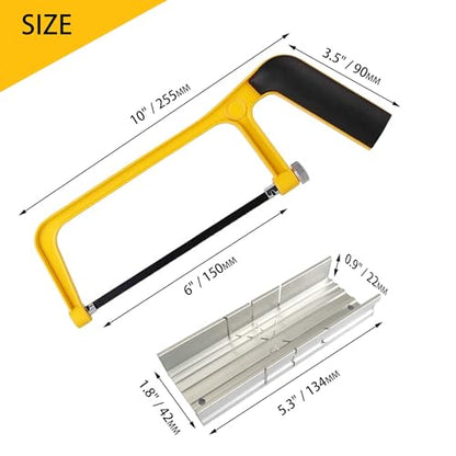 Hanpex 6 in. Mini Hacksaw Set - 150mm Extra Fine Cut Hack Saw Sets and 3pcs Extra Bi-Metal Blades for Wood and Metal - style: Hacksaw set and 3pc Blades