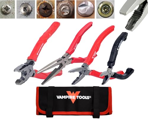 VAMPLIERS 4-PC Stripped Screw Extractor Pliers Set Tool Pouch Made in Japan - style: 4-PC Pliers Set + Tool Pouch