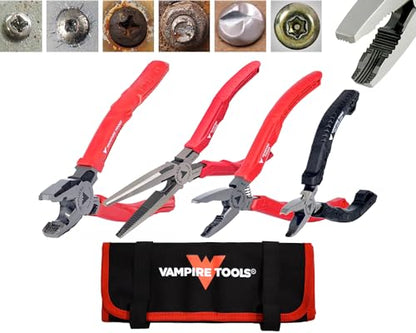 VAMPLIERS 4-PC Stripped Screw Extractor Pliers Set Tool Pouch Made in Japan - style: 4-PC Pliers Set + Tool Pouch