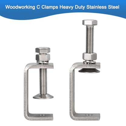 2 Pack 304 Stainless Steel C Clamps with 55mm/2.17" Stable Wide Jaw Opening Tiger Clamp for Woodworking Welding Construction Household Mount - size: 55mm/2.17"