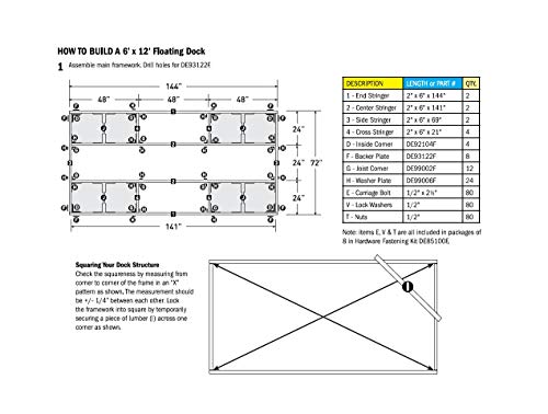 Dock Edge + Inc. Female 9/16-Inch Square Hole Outside Corner Heavy Duty Floating Dock