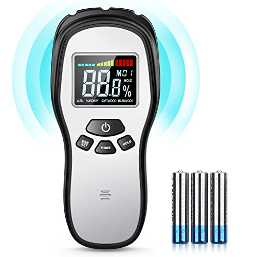 Pinless Wood Moisture Meter, Firewood Moisture Meter for Lumber Drywall - color: Black Silver