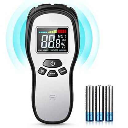 Pinless Wood Moisture Meter, Firewood Moisture Meter for Lumber Drywall - color: Black Silver