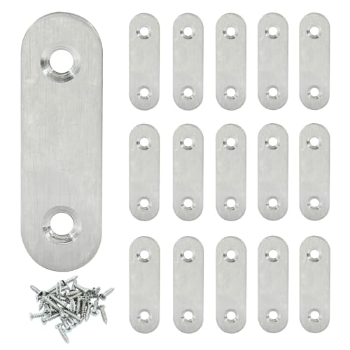 16 Pack 2 Inch Stainless Steel Flat Plate Straight Bracket - size: 2"-50mm-Silver