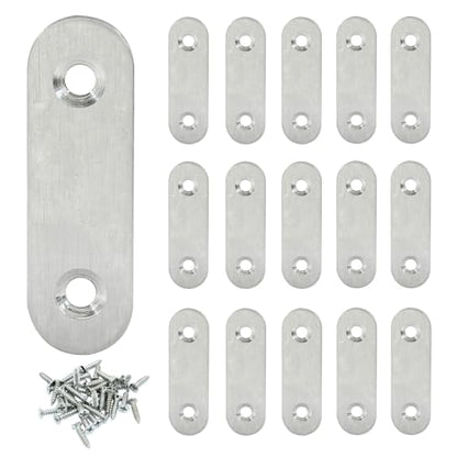 16 Pack 2 Inch Stainless Steel Flat Plate Straight Bracket - size: 2"-50mm-Silver