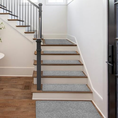 PURE ERA Carpet Stair Treads for Wooden Steps 8 x 30 Inch Light Gray 14 pcs - color: Light Gray