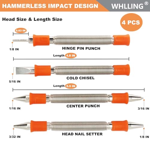 WHLLING 4 Pieces Dual Head Nail Setter, Dual Head Center Punch