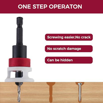 Countersink Drill Bit, 1/8" x3/8" Carbide Tipped Drill Bits with Depth Stop, 1/4" Quick Change Hex Shank Countersink Drill with Replaceable HSS Pilot Drill Bit for Plastic, Woodworking - size: 1/8" x 3/8"