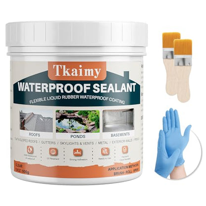 Tkaimy Transparent Waterproof Coating 17oz, Stop Leak - color: Clear, size: 17 OZ