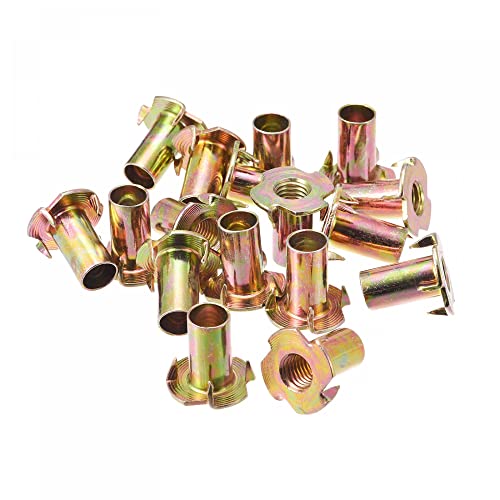 uxcell M10x24mm T-Nuts 4 Pronged Tee Nut Carbon Steel Threaded Inserts for Wood 24pcs - size: M10x24mm