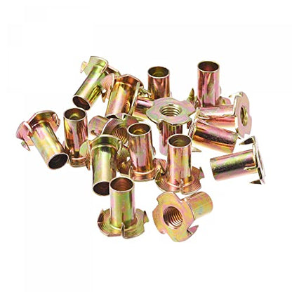 uxcell M10x24mm T-Nuts 4 Pronged Tee Nut Carbon Steel Threaded Inserts for Wood 24pcs - size: M10x24mm