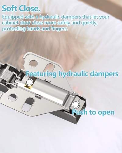 2 pcs Soft Close Cabinet Hinges + 4 pcs Hinge Repair Plates+Screws