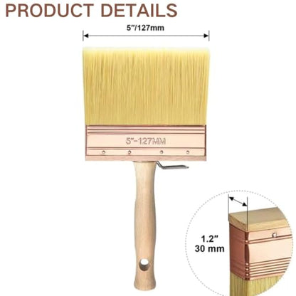 Deck Stain Brush 5", Attachable Paint Brush with Wooden Handle - color: 5 Inch