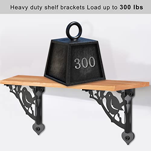 SELEWARE 2 Pack 8" Heavy Duty Shelf Brackets, Bird Decorative L Brackets - size: 8 Inch, style: Bird-2 pack