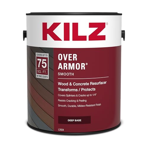 KILZ Over Armor Smooth Solid Coating Resurfacer, Rustic Cherry, 1 Gallon - color: Rustic Cherry, style: Smooth