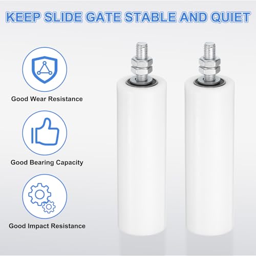 uxcell 2Pcs Slide Gate Guide Roller, 6" Nylon Rollers Gate Support Assembly - color: White, size: 6 Inch