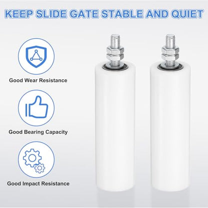 uxcell 2Pcs Slide Gate Guide Roller, 6" Nylon Rollers Gate Support Assembly - color: White, size: 6 Inch