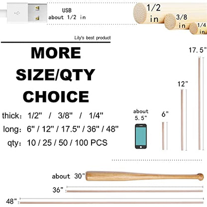 HOPELF 200PCS Wooden Dowel Rods - 1/8 x 6 Inch Bamboo Sticks - for Crafts, Cake Dowels and DIYers - size: 1/8" x 6"