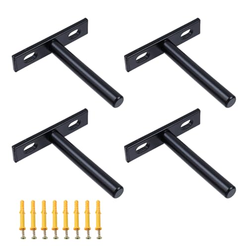 Floating Shelf Brackets 3-inch Black Invisible Shelf Support- 4pcs - color: Black, size: 3 Inch
