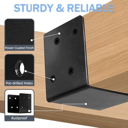 2pcs Pergola Wall Mount Bracket,11 Gauge(3 mm Thick),Universal Fit (2, 6X6)