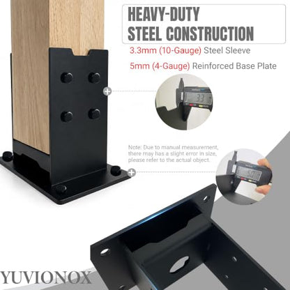 4x4 Post Base for Concrete & Wood Deck, 2 Pcs, 304 Stainless Steel