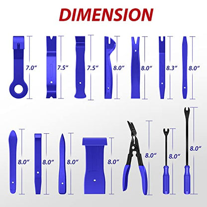 Nilight 200Pcs Trim Removal Tool, Auto Push Pin Bumper Retainer Clip Set - color: 200 Clips+ Remover Tools Blue