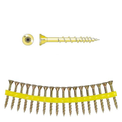 Simpson Strong-Tie WSV134S Strong-Drive WSV Subfloor Screw (Collated) - #9 x 1-3/4 in. 6-Lobe T-25 Drive Bit, Rimmede Flat Head with Nibs, Yellow-Zinc Coated (2000-Qty)