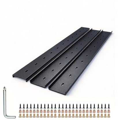 C Channel Steel Support Metal Support Bracing Hidden C Bracket for Table Top Live Edge Slab Woodworking, Black Coat Finish, 6 Holes (3 Pack, 30 Inch) - size: 30 Inch, style: 3 PACK 1